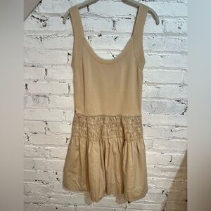 Central Park West Drop Waist Mini Dress Peplum Skirt Sand Medium Revolve Brand